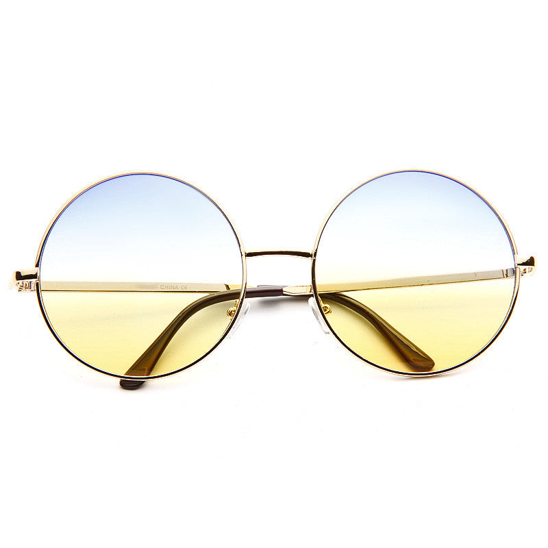 Paris Jackson Style Oversized Metal Round Split Tint Sunglasses