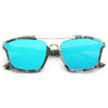 Abstract Designer Inspired Flat Lens Color Mirror Sunglasses