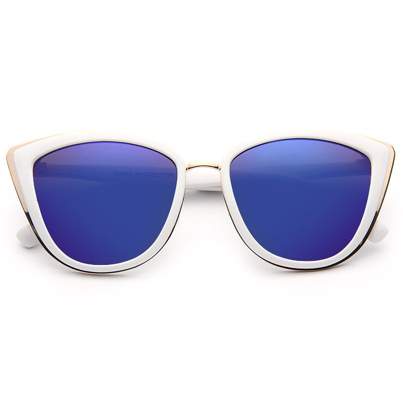 Alessandra Ambrosio Style Color Mirror Cat Eye Celebrity Sunglasses