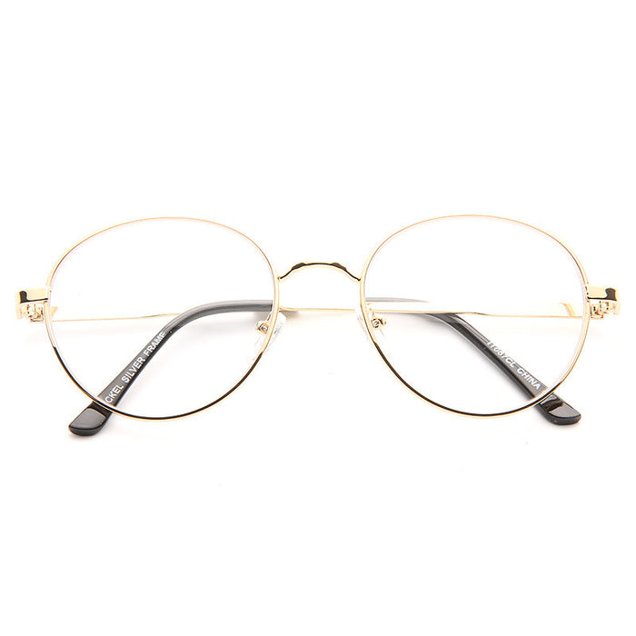 Jewett Unisex Round Metal Clear Glasses