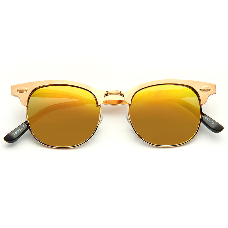 Peyton All Metal Mirror Lens Half Frame Sunglasses