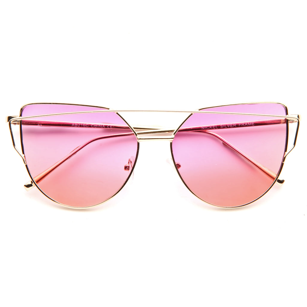 LovePunch Designer Inspired Flat Lens Split Tint Sunglasses